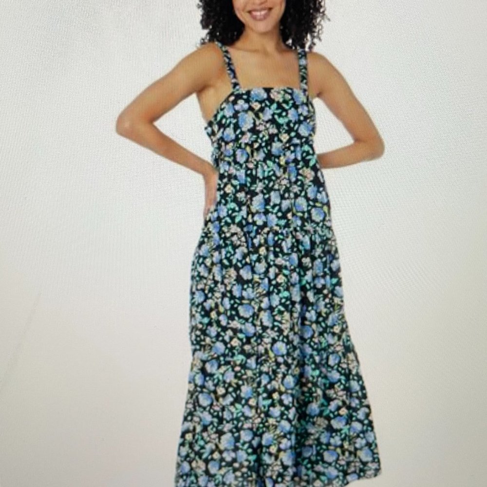 MOON RIVER Woven Printed Dress With Tied Straps Size M